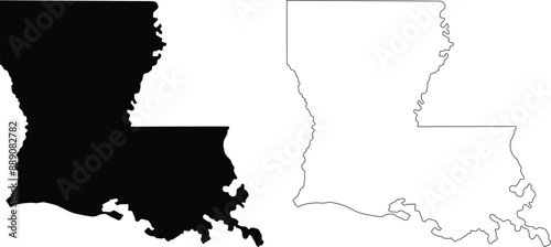 Louisiana state vector contour outline silhouette map