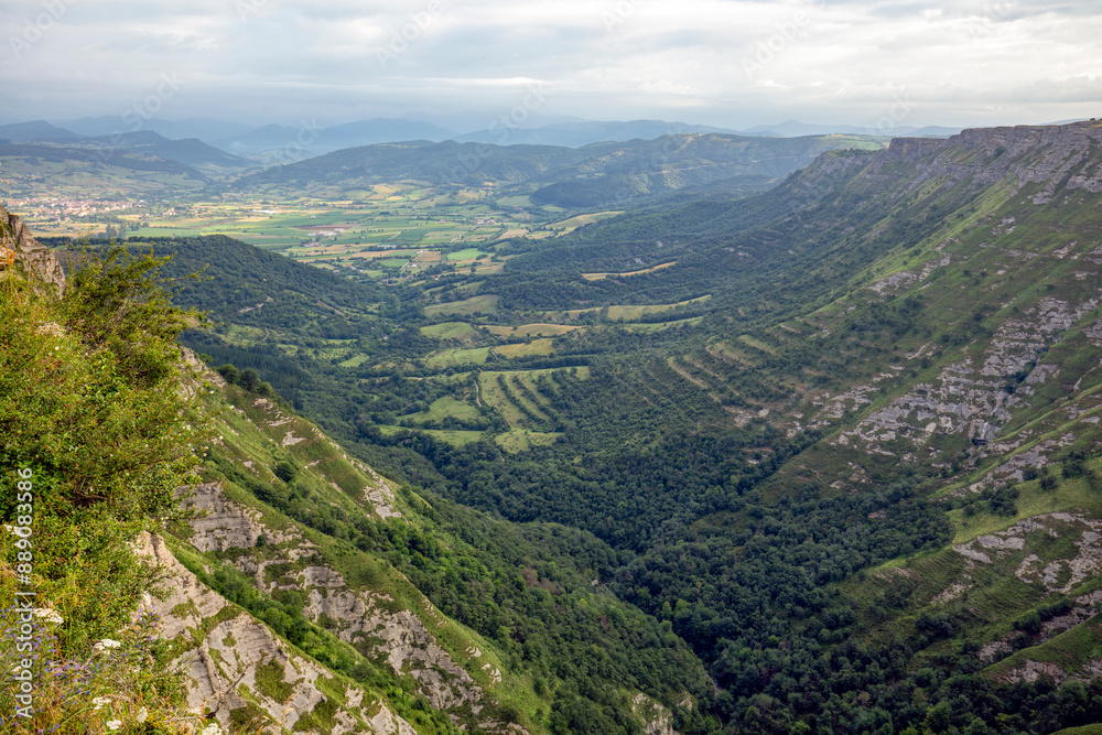 Panoramic view of the Delika river valley, from the Nervión waterfall viewpoint, between the province of Burgos and Álava, Spain Panoramic view of the Delika river valley, from the Nervión waterfall viewpoint, between the province of Burgos and Álava, Spain