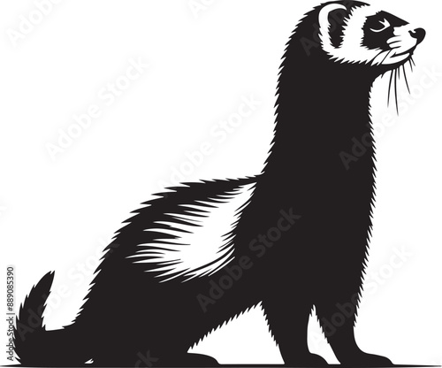 Ferret silhouette vector art illustration White Background Free Download