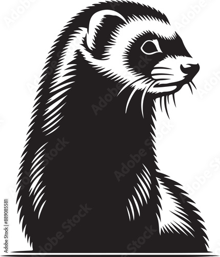 Ferret silhouette vector art illustration White Background Free Download