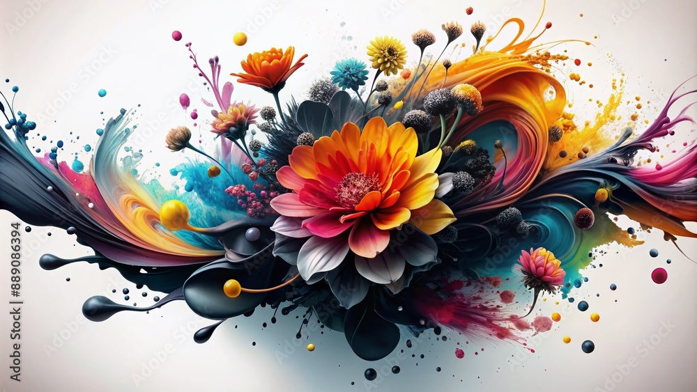 Vibrant black ink flows freely on white, creating an abstract texture with blooming blots, scattered drops, and splashing stains, evoking dynamic energy and creative freedom. Vibrant black ink flows freely on white, creating an abstract texture with blooming blots, scattered drops, and splashing stains, evoking dynamic energy and creative freedom.
