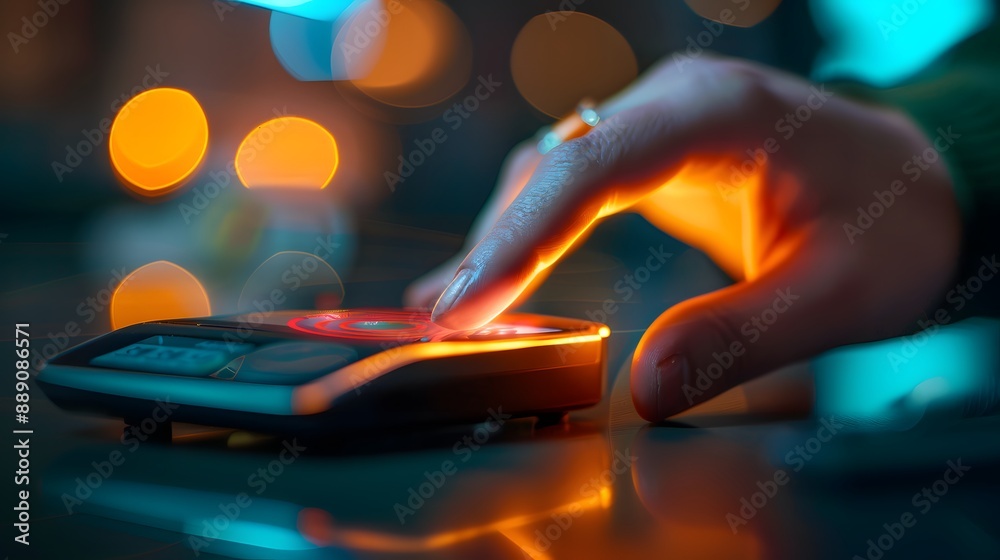 Modern Innovation: Close-up of Person Using Smart Ring for Contactless Payment Transaction Modern Innovation: Close-up of Person Using Smart Ring for Contactless Payment Transaction
