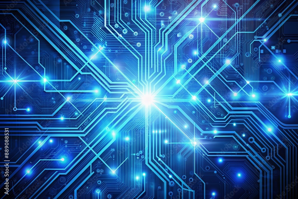 Vibrant blue futuristic abstract background features intricate grid line patterns and circuit board elements, evoking a sense of advanced technology and innovation. Vibrant blue futuristic abstract background features intricate grid line patterns and circuit board elements, evoking a sense of advanced technology and innovation.