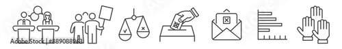 Election and voting thin line icons collection - vector illustration set on white background