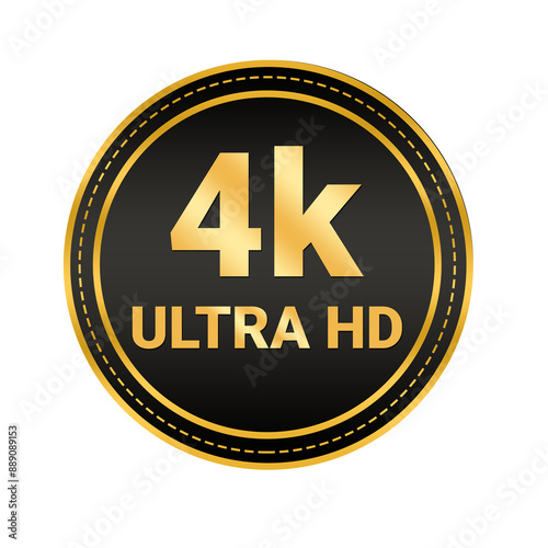4K Ultra Hd Black Circle Label for Social Media Channel