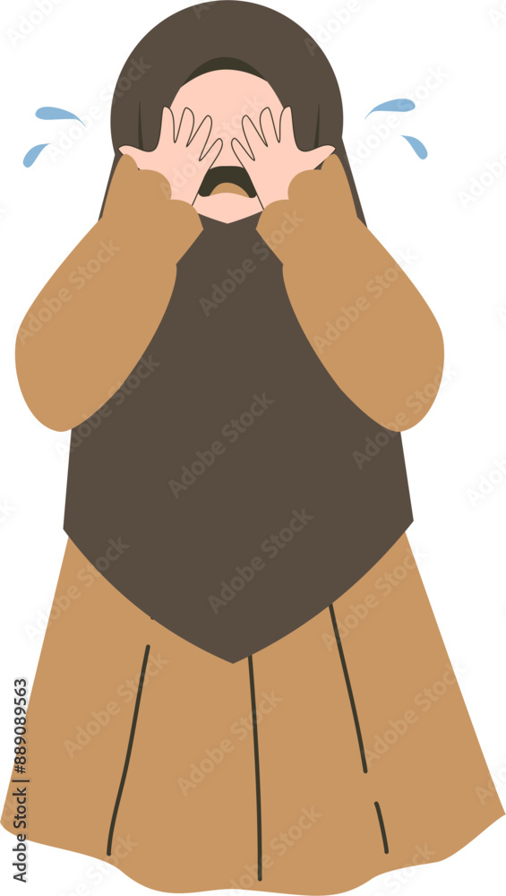 Muslim girl crying Illustration Muslim girl crying Illustration