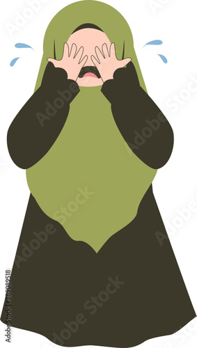 Muslim girl crying Illustration 