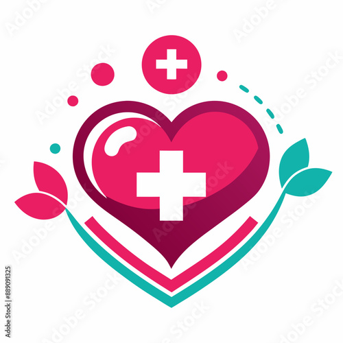 Medical symbol of heart, Clinic Featuring Medical Logo