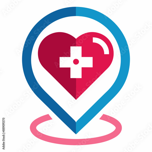 Medical symbol of heart, Clinic Featuring Medical Logo