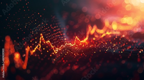 Animated depiction of a stock market graph pulsating like a heartbeat, reflecting the ebb and flow of financial trends.