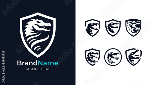 Dynamic crocodile head logo in aggressive style