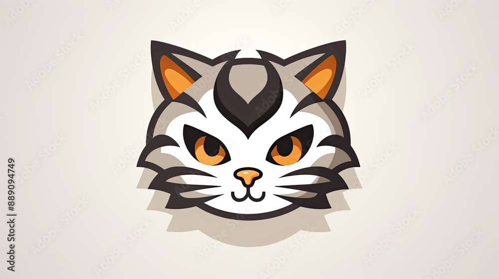 cat head with brown and white stripes cat head with brown and white stripes