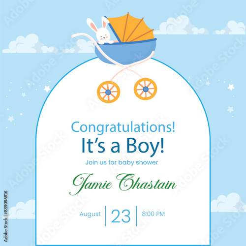 Baby shower  invitation, card, banner with cartoon