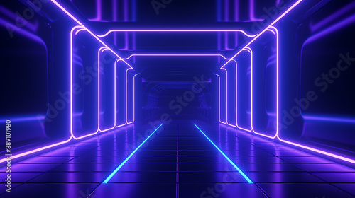 3D Render Blue Neon Abstract Background Ultraviolet Light © vista