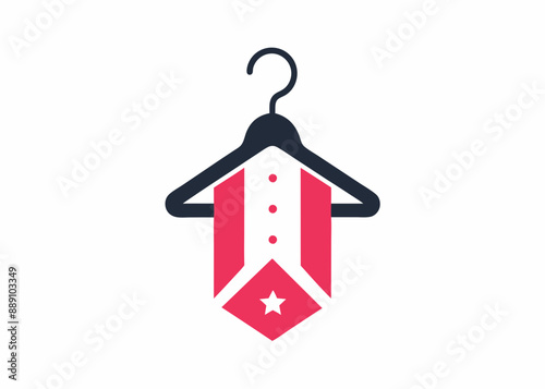 A pictorial mark for a fashion boutique with a hanger icon on a background