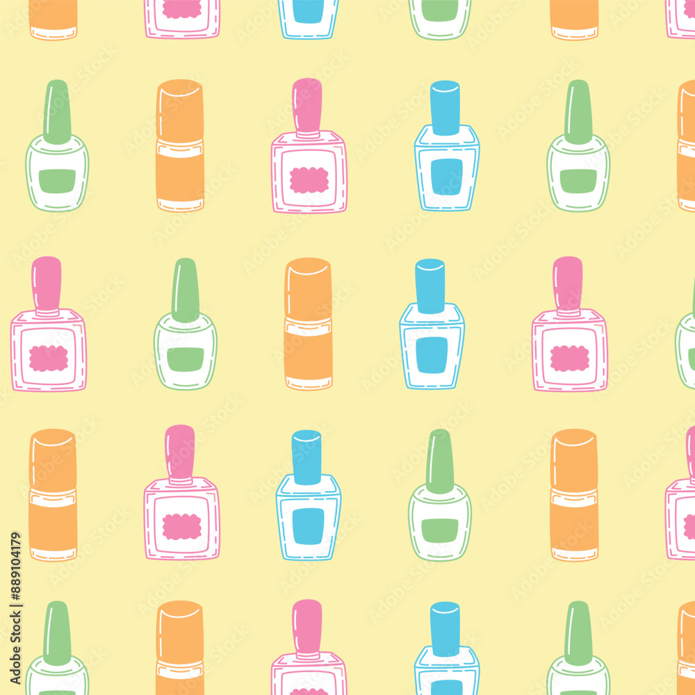 Cosmetics vector pattern with nail polish bottles. Cosmetics vector pattern with nail polish bottles.