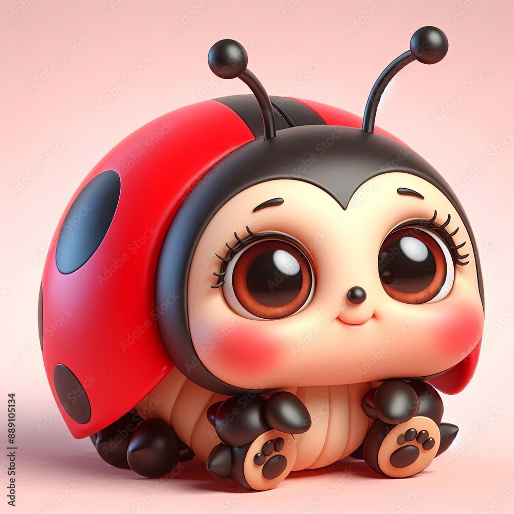 Naklejka premium Cute Ladybug cartoon ,3d Generative AI 