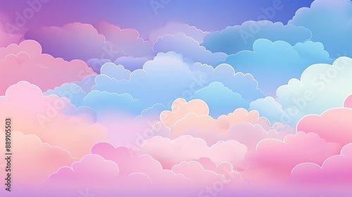 Abstract Kawaii Cloudy Colorful Sky Background Soft Gradient