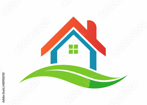 A pictorial mark for a real estate agency with a house icon on white background
