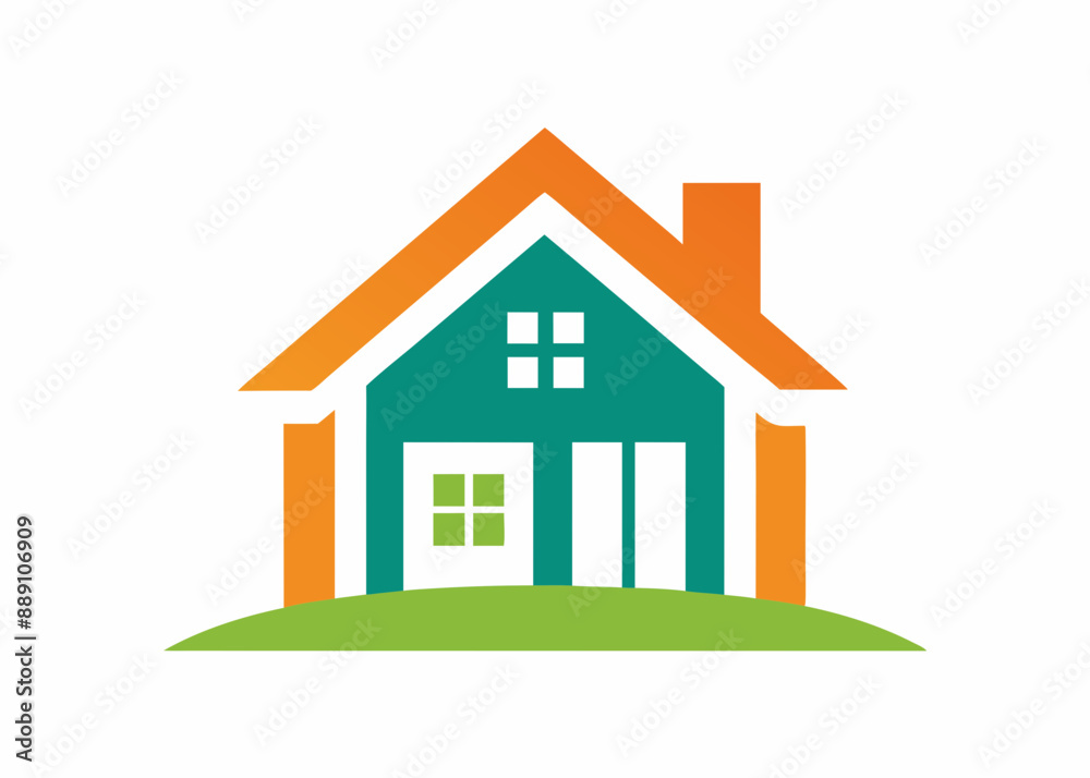 A pictorial mark for a real estate agency with a house icon on white background A pictorial mark for a real estate agency with a house icon on white background
