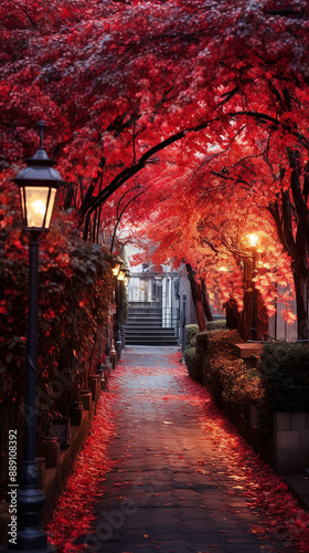 Beautiful Alley in Colorful Autumn Time