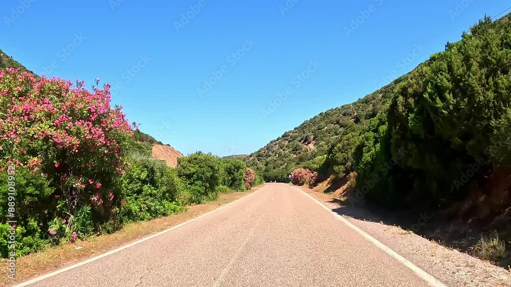 Motion blur highway travelling, journey through nature, Sardinian road Motion blur highway travelling, journey through nature, Sardinian road