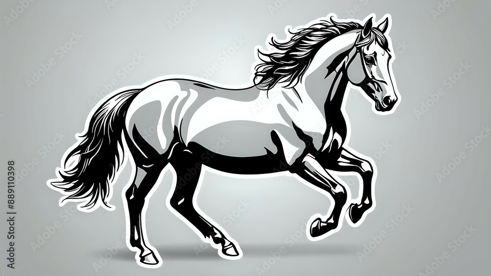 Black and white vector illustration of a horse running. Black and white vector illustration of a horse running.