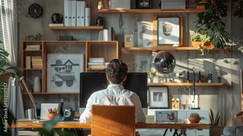 a person working on a project in a modern home office