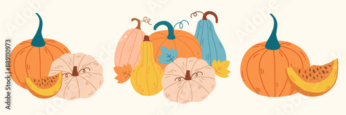 Harvest festival background design set