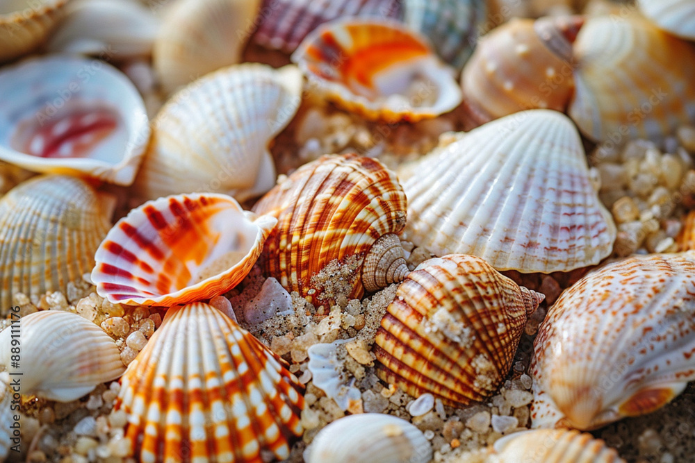 A close-up of various shells scattered on a sandy beach, showing their intricate patterns. The background is blurred to highlight the details of the shells. A close-up of various shells scattered on a sandy beach, showing their intricate patterns. The background is blurred to highlight the details of the shells.