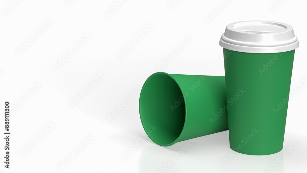 The Green coffee cup for hot drink concept 3d rendering. The Green coffee cup for hot drink concept 3d rendering.