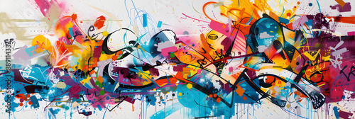 Energetic Urban Graffiti Scene Featuring Lively Characters and Dynamic Cityscape