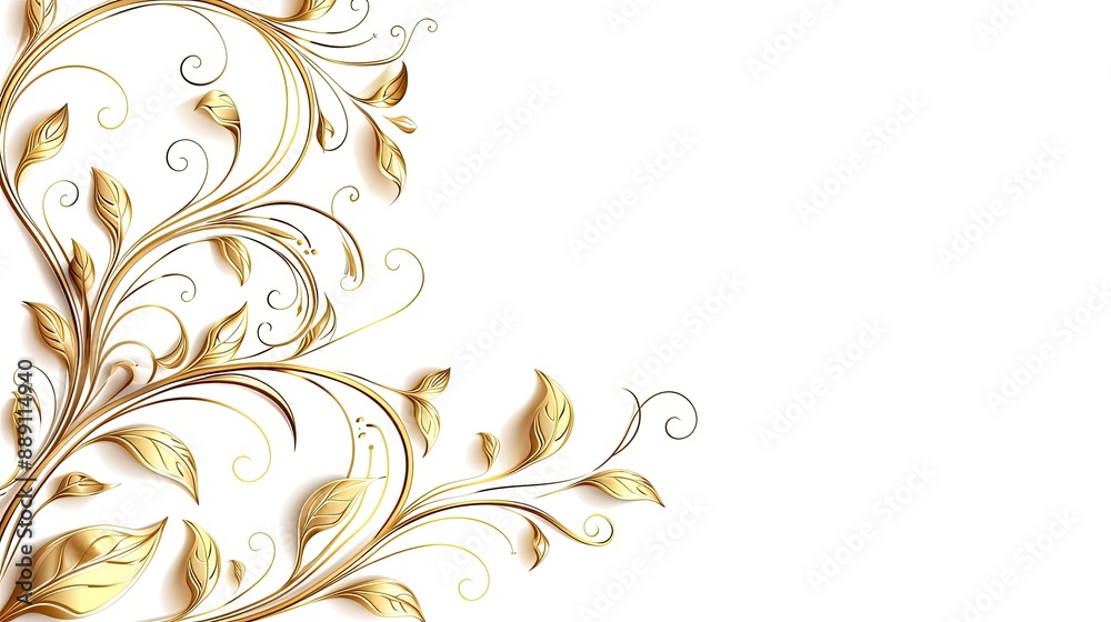 A decorative golden floral design with swirling leaves and intricate details. A decorative golden floral design with swirling leaves and intricate details.