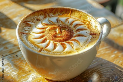 a cappuccino with a spiral design on it