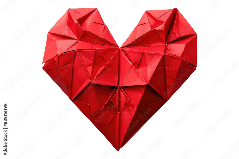 Red paper heart isolated on transparent background Red paper heart isolated on transparent background