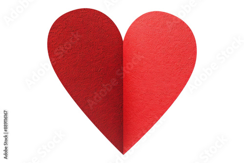 Red paper heart isolated on transparent background