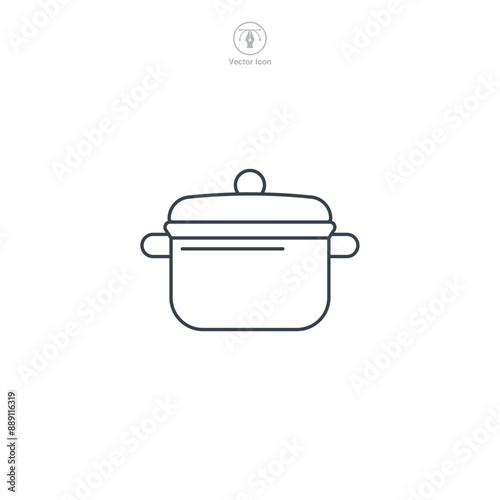 Saucepan, Cooking Pot icon theme symbol vector illustration isolated on white background