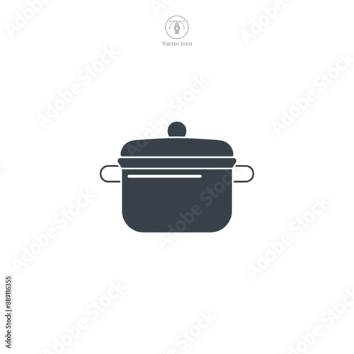 Saucepan, Cooking Pot icon theme symbol vector illustration isolated on white background