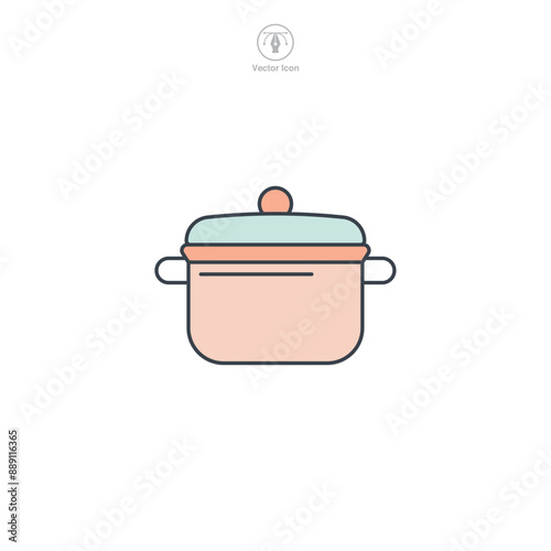 Saucepan, Cooking Pot icon theme symbol vector illustration isolated on white background
