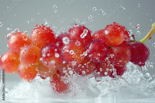 Red Grapes Splashing in Water