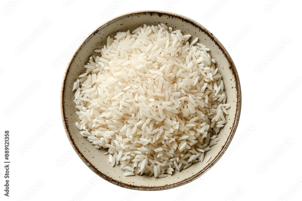 Rice in a plate isolated on transparent background