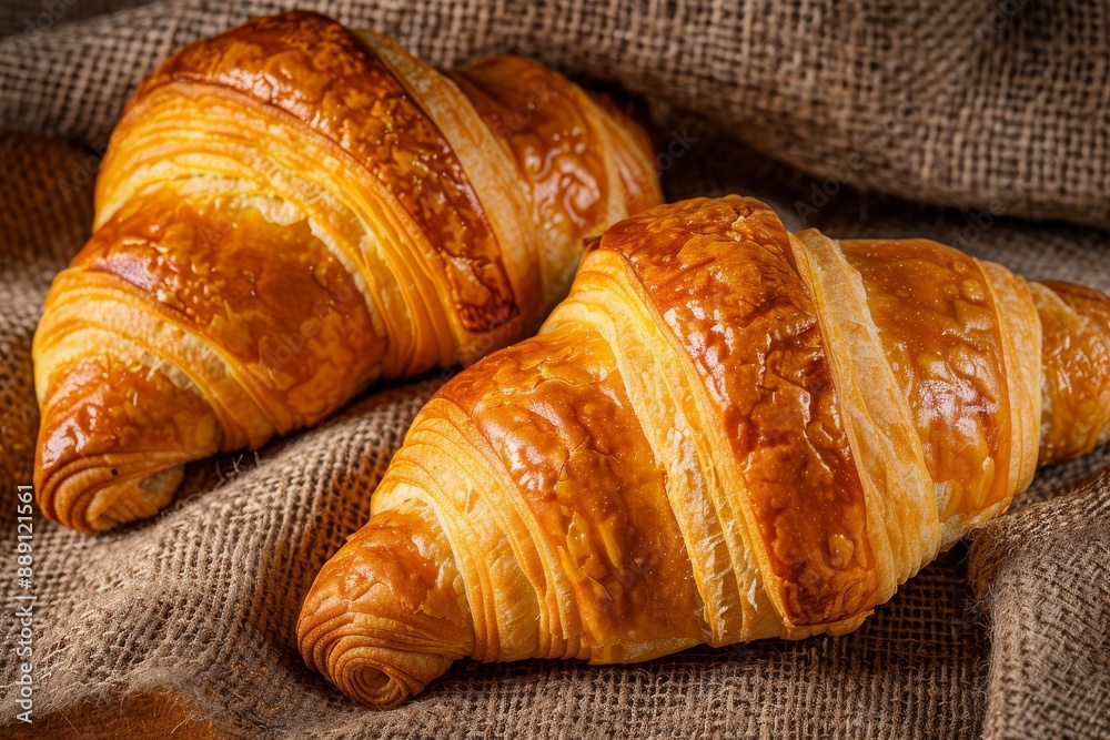 Realistic croissant on white background close-up, generated by AI illustration.. Beautiful simple AI generated image in 4K, unique. Realistic croissant on white background close-up, generated by AI illustration.. Beautiful simple AI generated image in 4K, unique.