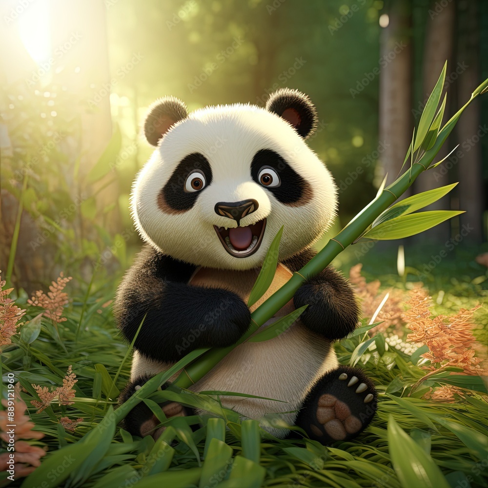 panda eating bamboo in the forest. panda with bamboo. panda eating bamboo in the forest. panda with bamboo.