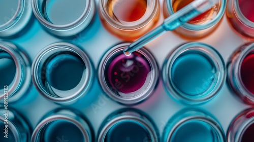 Colorful Laboratory Test Tubes with Pipette in a Vibrant Science and Research Setting