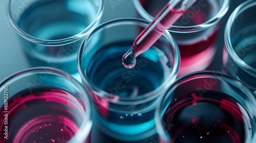 Colorful Laboratory Test Tubes with Pipette in a Vibrant Science and Research Setting