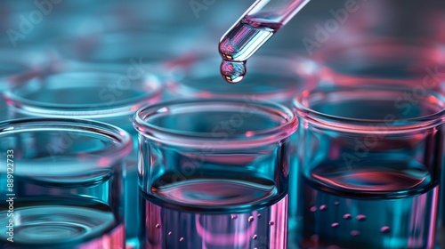 Colorful Laboratory Test Tubes with Pipette in a Vibrant Science and Research Setting