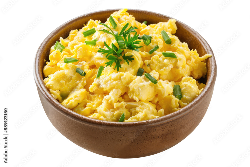 Scrambled egg in bowl isolated on transparent background Scrambled egg in bowl isolated on transparent background