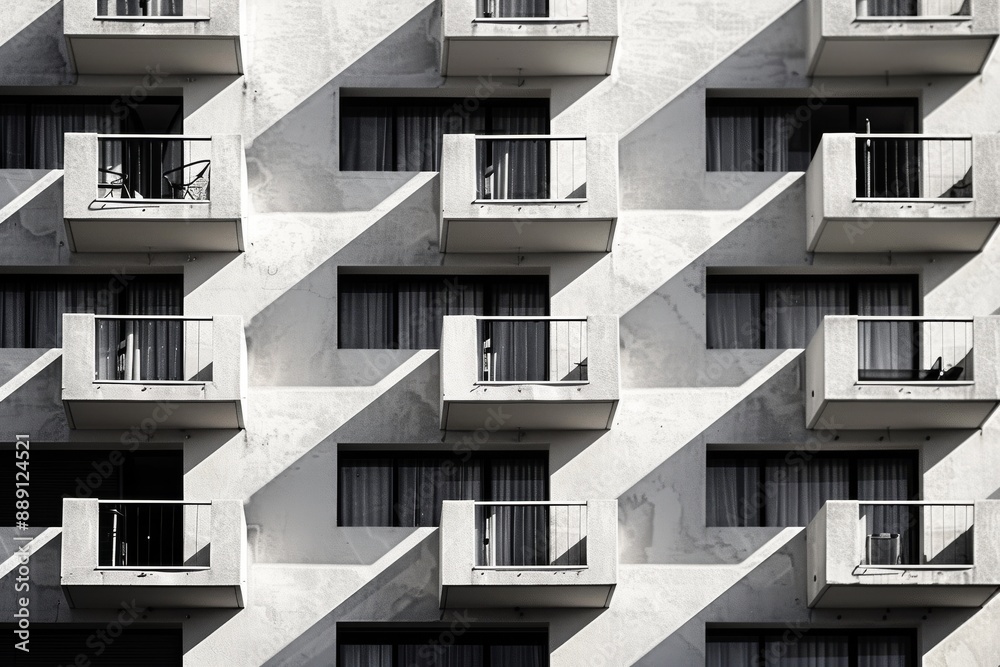 Balconies of a high-rise building. Beautiful simple AI generated image in 4K, unique. Balconies of a high-rise building. Beautiful simple AI generated image in 4K, unique.