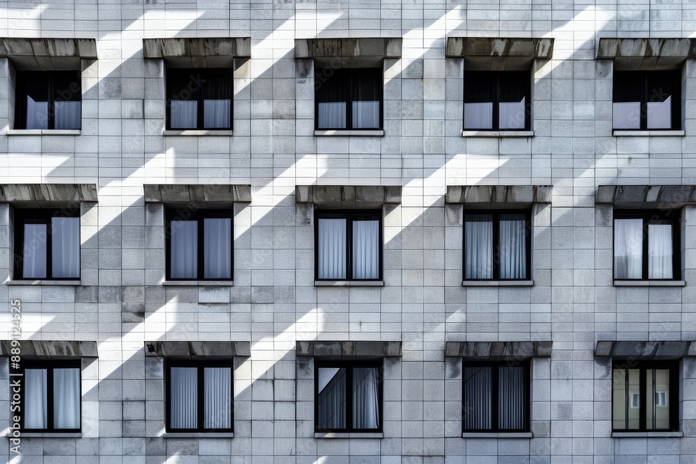 Fototapeta premium Balconies of a high-rise building. Beautiful simple AI generated image in 4K, unique.
