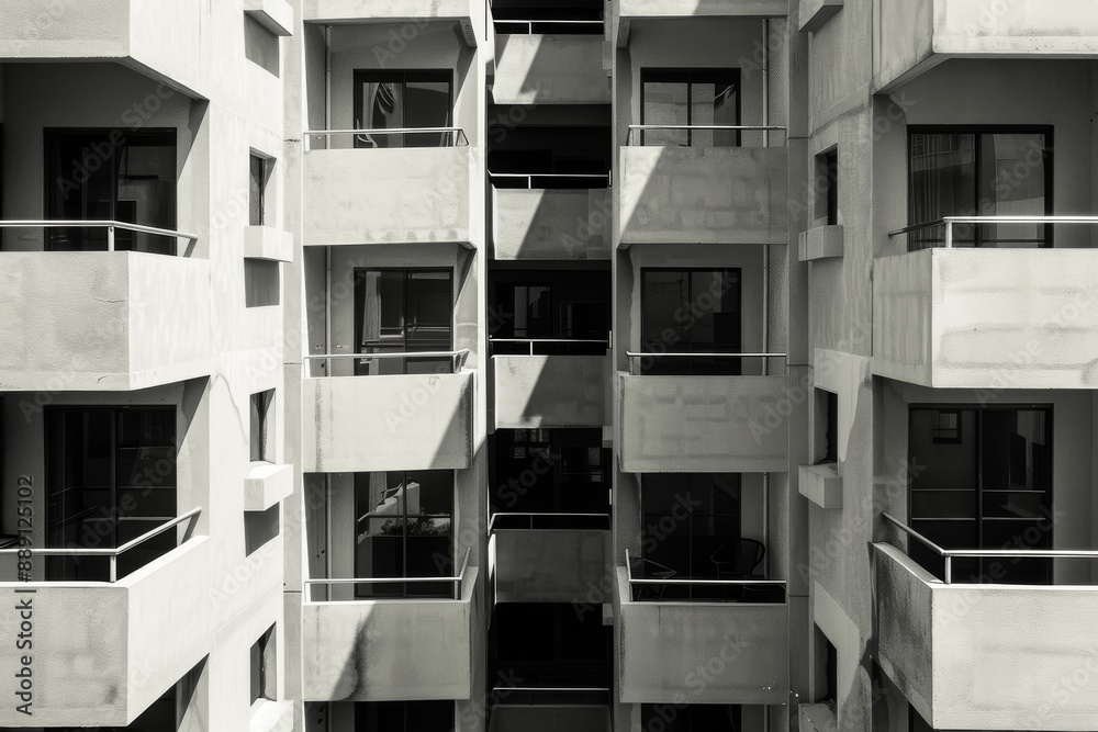 Germany, North Rhine-Westphalia, Cologne, Scaffolding and rows of apartment balconies. Beautiful simple AI generated image in 4K, unique. Germany, North Rhine-Westphalia, Cologne, Scaffolding and rows of apartment balconies. Beautiful simple AI generated image in 4K, unique.